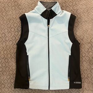 EUC REI Women's Black and Light Blue Fleece Vest, Size Large